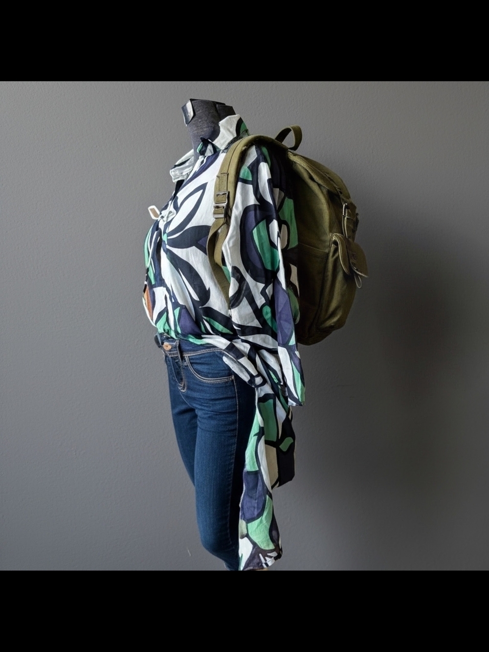 True Vintage 90s Blue & Green Abstract Floral Coverup Dress Size M/L - Picture 4 of 13
